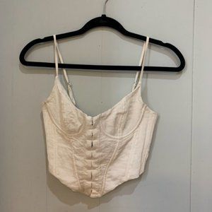 White Button Crop Top
